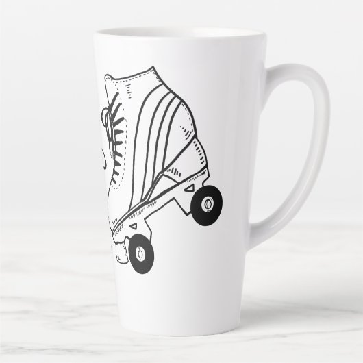 Minimalistische rollertekening Aangepaste naam Latte Mok (Rechts)