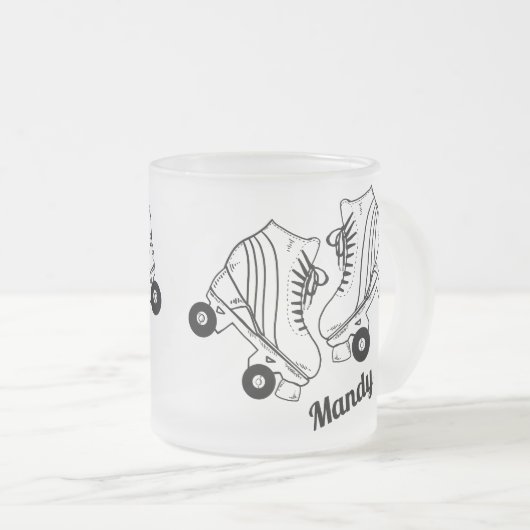 Minimalistische rollertekening Aangepaste naam Matglas Koffiemok (Voorkant rechts)