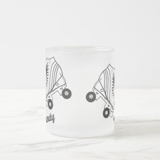 Minimalistische rollertekening Aangepaste naam Matglas Koffiemok (Center)