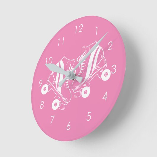 Minimalistische rolroze Schaatsen Ronde Klok (Hoek)