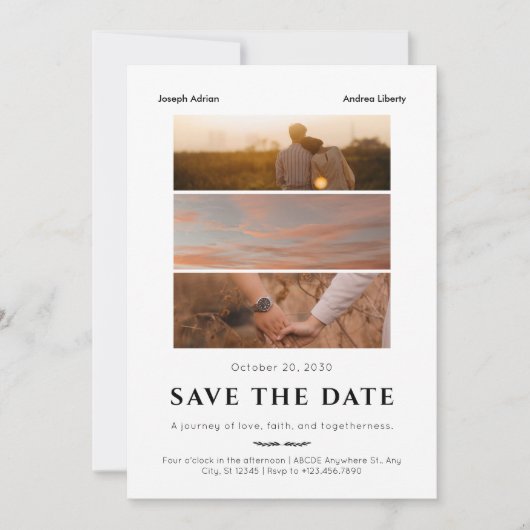 Minimalistische romance film poster bruiloft foto save the date (Voorkant)
