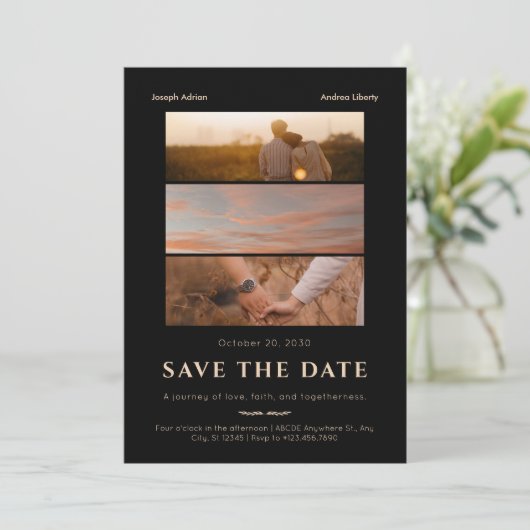 Minimalistische romance film poster bruiloft foto save the date (Staand voorkant)
