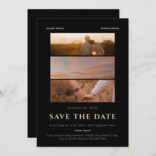 Minimalistische romance film poster bruiloft foto save the date (Voorkant / Achterkant)