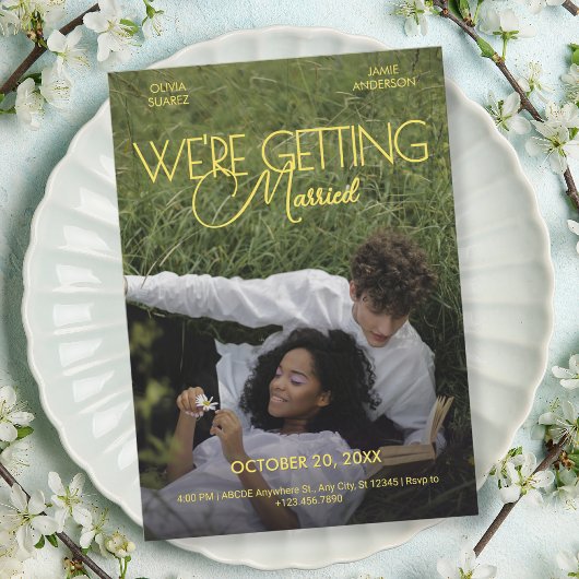 Minimalistische romance film poster foto bruiloft kaart