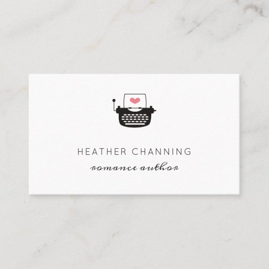 Minimalistische Romance voor schrijfmachine Visitekaartje (Voorkant)