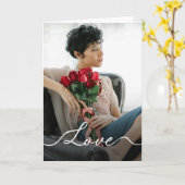 Minimalistische Romantische Aangepaste Foto Kaart (Gele Bloem)