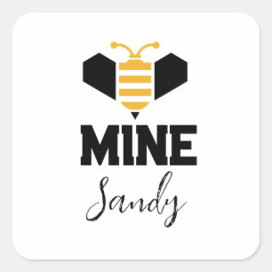 Minimalistische Romantische bijenmijn (naam) Vierkante Sticker
