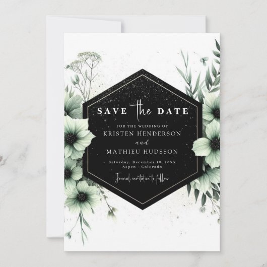 Minimalistische romantische Boho Sage Green bruilo Save The Date (Voorkant)