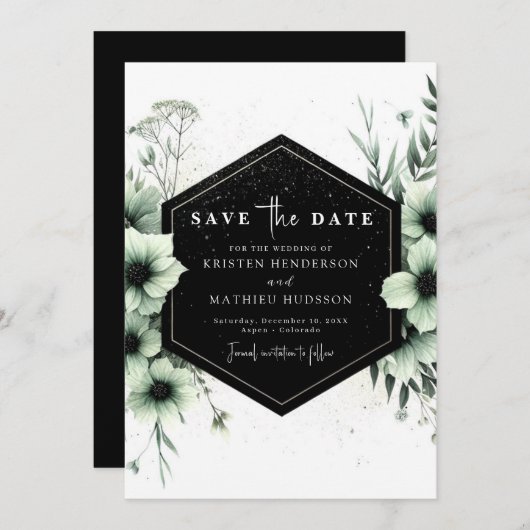 Minimalistische romantische Boho Sage Green bruilo Save The Date (Voorkant / Achterkant)