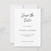 Minimalistische romantische chique zwart-wit foto save the date (Voorkant)