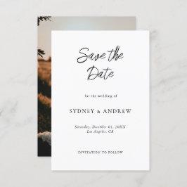 Minimalistische romantische chique zwart-wit foto save the date