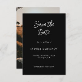 Minimalistische romantische chique zwarte foto save the date
