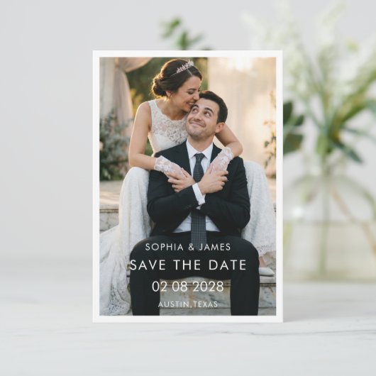 Minimalistische Romantische Foto SAVE THE DATE (Staand voorkant)