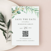 Minimalistische romantische groen QR CODE bruiloft Save The Date