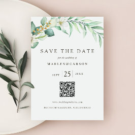 Minimalistische romantische groen QR CODE bruiloft Save The Date
