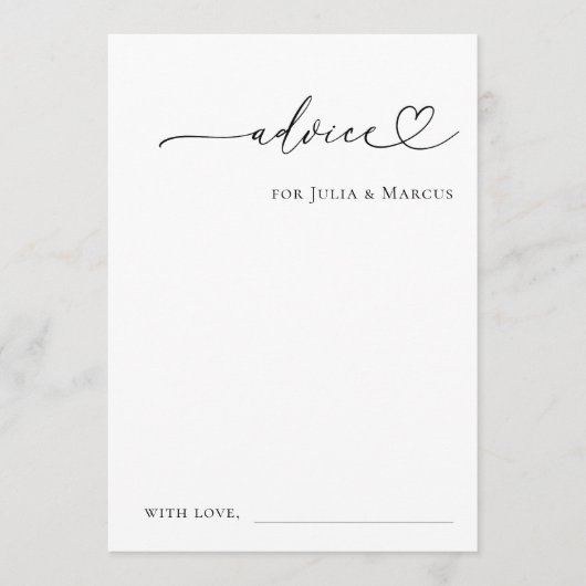 Minimalistische Romantische Hart Script Eenvoudige Advieskaart (Voorkant)