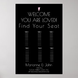 Minimalistische Romantische Hart Trouwstoelenkaart Poster