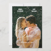 Minimalistische romantische regen trouwfoto  save the date (Voorkant)