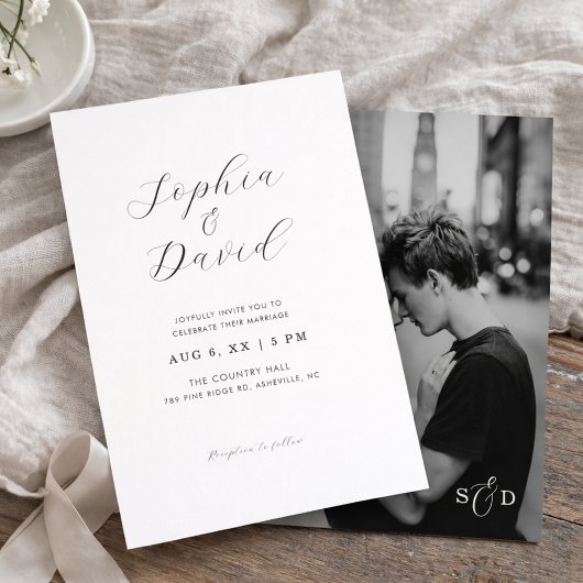 Minimalistische Romantische Script Chic Foto Bruil Kaart