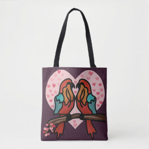 Minimalistische romantische vogels   liefhebben tote bag