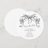  minimalistische romantische zwart wit bruiloft save the date (Voorkant / Achterkant)