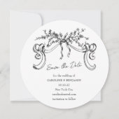 minimalistische romantische zwart wit bruiloft save the date (Voorkant)