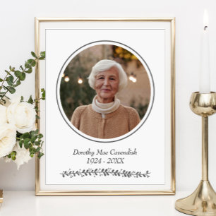 Minimalistische Ronde Foto Memorial Service begraf Poster