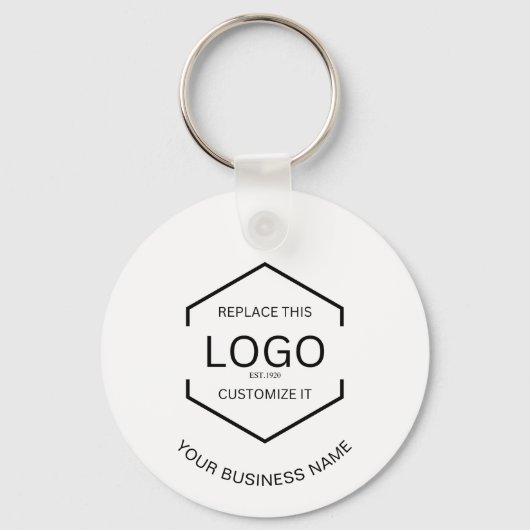 Minimalistische Ronde QR Code Bedrijf Business Log Sleutelhanger (Voorkant)