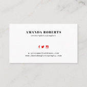 Minimalistische rood & wit modelleringsfotografie visitekaartje (Achterkant)