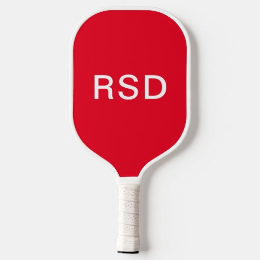 Minimalistische rood-wit monogram Initialen Pickleball Paddle (Achterkant)