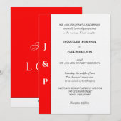 Minimalistische Rood Witte Monogram  Kaart (Voorkant / Achterkant)