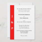 Minimalistische Rood Witte Monogram  Kaart (Voorkant)