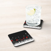 Minimalistische rood zwart en wit klaprozen weide  bier onderzetter (Rechterzijde)