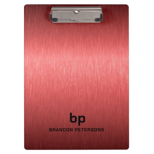 Minimalistische rood zwart metallic textuur print klembord (Voorkant)