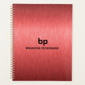 Minimalistische rood zwart metallic textuur print planner (Voorkant)