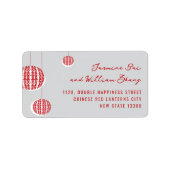 Minimalistische roodpatronen met dubbel geluk etiket (Voorkant)