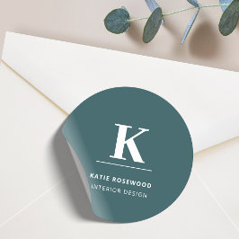 Minimalistische rook groene moderne grote initiaal ronde sticker