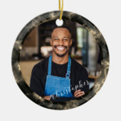 Minimalistische rookwolk bruine foto keramisch ornament (Voorkant)