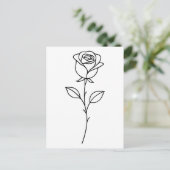 Minimalistische Roos Botanische Lijnkunst Briefkaart (Staand voorkant)
