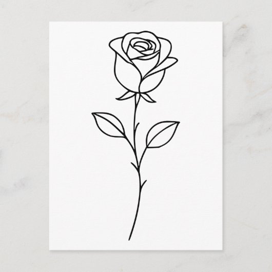 Minimalistische Roos Botanische Lijnkunst Briefkaart (Voorkant)