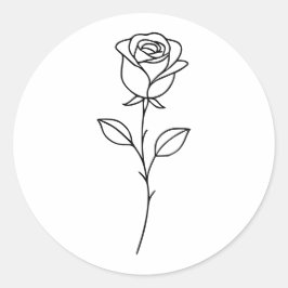 Minimalistische Roos Botanische Lijnkunst Ronde Sticker