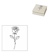 Minimalistische Roos Botanische Lijnkunst Rubberstempel (Gestempeld)