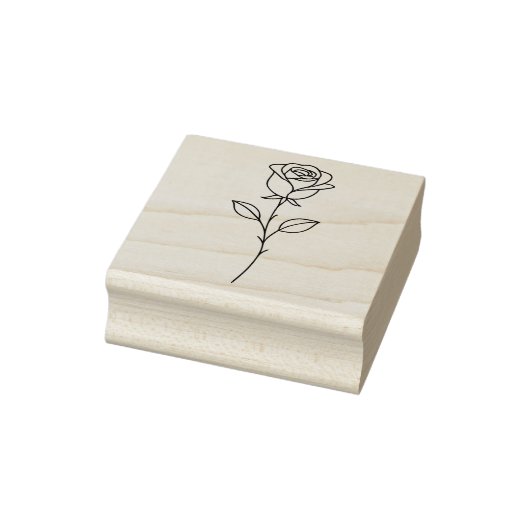 Minimalistische Roos Botanische Lijnkunst Rubberstempel (Stempel)