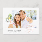 Minimalistische Roos Gold Script Foto Bewaar de da Briefkaart (Voorkant)