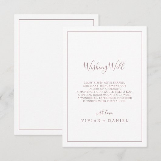 Minimalistische Roos Gold Wedding Wishing Well Kaa Informatiekaartje (Voorkant / Achterkant)