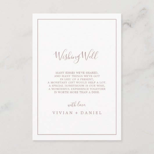 Minimalistische Roos Gold Wedding Wishing Well Kaa Informatiekaartje (Voorkant)
