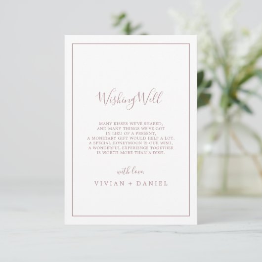 Minimalistische Roos Gold Wedding Wishing Well Kaa Informatiekaartje (Staand voorkant)