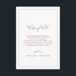 Minimalistische Roos Gold Wedding Wishing Well Kaa Informatiekaartje<br><div class="desc">Deze minimalistische roos gouden bruiloft die een goede kaart wenst, is perfect voor een eenvoudige bruiloft. Het moderne romantische ontwerp kenmerkt klassiek roos goud en witte typografie in combinatie met een rustige, maar elegante kalligrafie met stijl met handschrift. in elke kleur. Houd het ontwerp eenvoudig en elegant, zoals het is,...</div>