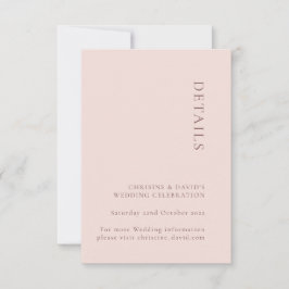 Minimalistische roos huwelijksdetails bijlage kaar kaart