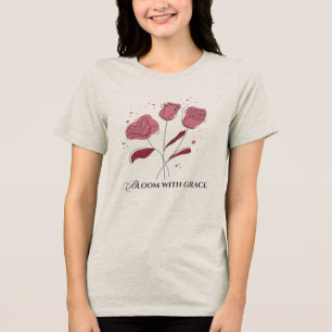 Minimalistische Roos Lijn Kunst Bloemige Esthetiek Tri-Blend Shirt